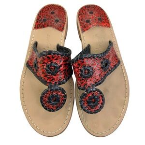 Jack Rodgers Navajo Metallic Leopard Sandals Thong Size 6 M Whipstitch